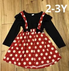 SHEIN ミニーマウス　赤い水玉　ワンピース　2-3Y