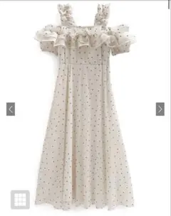 GRL ドット柄　オフショルダーフレアロングワンピースru1165