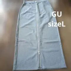 GUフロントジップロングタイトスカート L グレーのサムネイル