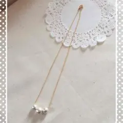 更に値下げしました♪3連コットンパールネックレス