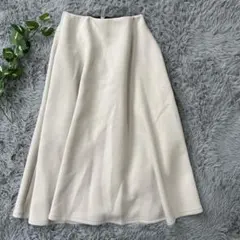 【古着】フレアスカート　ベージュ　ウエストゴム