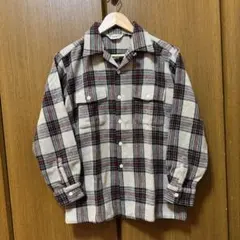 60s 70s 日本製 ウール開襟チェックシャツ 高島屋　ヴィンテージ