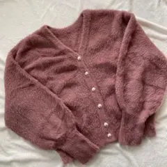 Brooch ピンク Vネック カーディガン サイズ38