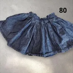 美品✨BREEZE ブリーズ パンツ スカパン デニム調 80 ブルー ベビー