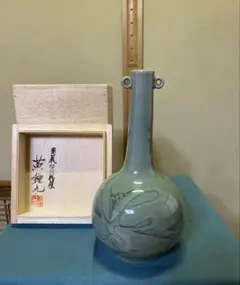 韓国高麗青磁象嵌鶴首壷　『趙奉洙』作 SANKA 燦禾 – 青磁象嵌雲鶴文瓢形瓶 高麗 工芸品