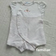familiar クマ刺繍ロンパース くま70ピンク