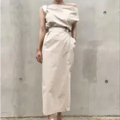 リゾートワンピース ロングワンピ ベージュ ノースリーブ シャツワンピ 韓国 L