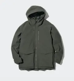 最終お値下げ　ユニクロ　ハイブリッド ダウン　パーカジャケットフード付き　カーキ