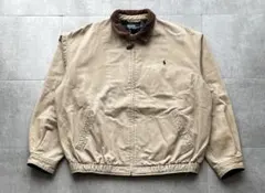 90s ポロラルフローレン　スイングトップ　襟コーデュロイ　裏地チェック　L