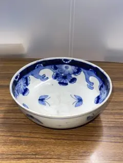 骨董品 古伊万里焼 染付 鶴松竹梅 山水 大鉢 盛鉢 有田焼 明治時代