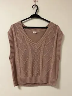 ベージュ Vネック ニットベスト COLZA