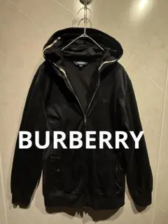 バーバリーロンドン フルジップパーカー 黒 M相当 綿100% ノバチェック