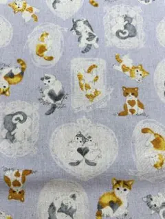 コッカ　猫とドイリー風　プリント生地