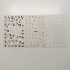 ネイルシール ハート リボン 3個セット