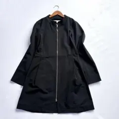 美品 HERNO ヘルノ ノーカラーコート スプリングコート 40 ブラック 黒
