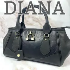 DIANA トートバッグ チャーム ブラック レザー ハンドバッグ 手持ち