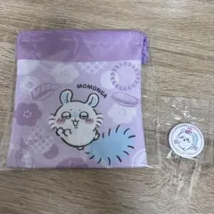ちいかわ モモンガ 巾着袋　缶バッジ　くら寿司