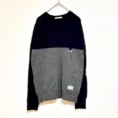 ハレ　ニット　長袖　S ネイビー　レーヨン　薄手　ツートン　シンプル　春　秋のサムネイル