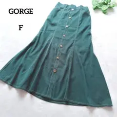 ゴージ 【美品】 グリーン フレアスカート スエード調 秋冬 サイズFREE
