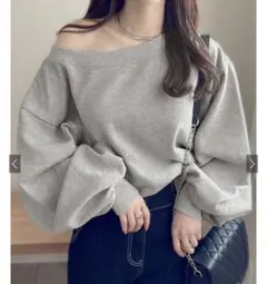 GRL オフショルダースウェットトップス グレー