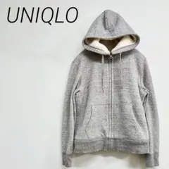 UNIQLOグレー フリース裏地 フード付きパーカー Sサイズ☆3136