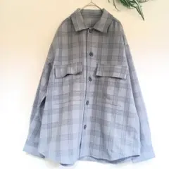 GU　ジーユー　メンズ　シャツ ジャケット　チェック柄　グレー　M