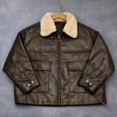 moment+ フェイクレザーボアジャケット M ブラウン