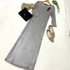 【新品未使用】DIESEL ロングワンピース　ラメ　グレー