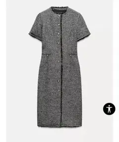 ZWコレクション　テクスチャー入り生地ミディ丈ワンピース