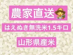 令和7年産はえぬき白米1.5キロ 無洗米精米のサムネイル