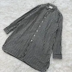 prit プリット ギンガムチェック コットン ロングシャツ チュニック 黒×白