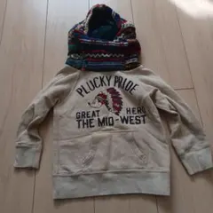 ミッキー　90 100 トレーナー　パッチワーク　フード　パーカー