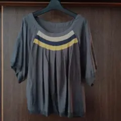 tomorrowlandグレー 五分袖 チュニック ストライプ