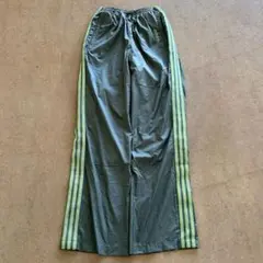 90s OLD adidas ナイロン　ワイドパンツ　蛍光　ストライプ　y2k