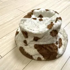 90s オゾンコミュニティ　COW柄　牛柄　フェイクファーハット