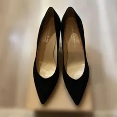 CORSO ROMA 9 ブラック スエード ポインテッドトゥパンプス 38