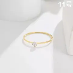 あ*)様 極小 CZダイヤ シンプル ステンレス 華奢 ゴールド リング