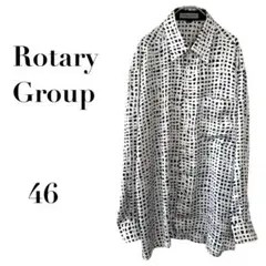 ロータリーグループ 総柄シャツ 白黒 46 個性的　総柄　オールシーズン　ドット