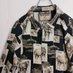 Bit＆Bridle 長袖シャツ BDシャツ 総柄 マルチカラー メンズ3XL