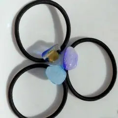 琉球ガラス ドロップス ヘアゴム ライト ブルー マーブル クリア 泡 海空