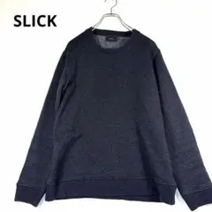 SLICK スリック ダークブルー ニット クルーネック サイズ2 メンズ