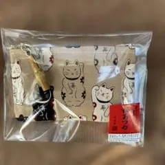 招き猫コインケース　ポーチ　福あつめ日本製
