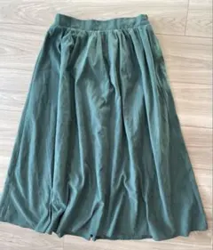 グリーン フレアスカート ゴム入り