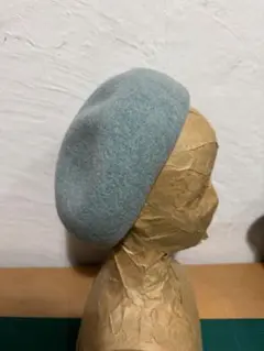 Flamingo 水色 ベレー帽 ウール100%