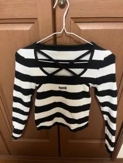 ストライプ クロスバック 長袖ニット