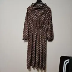 MOUTHvalley 花柄 長袖シャツワンピース レトロ
