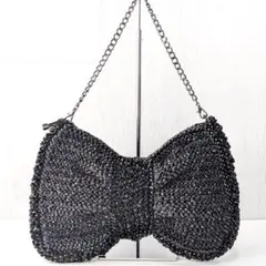 ANTEPRIMA ワイヤーバッグ リボンモチーフ 黒 チェーン アンテプリマ