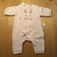 うさぎ刺繍ロンパース ベージュ