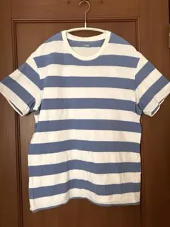 UNIQLO メンズ Tシャツ 青×白のストライプ Lサイズ
