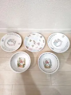 【英国製】ウェッジウッド ピーターラビット 食器5点セット（希少 旧刻印含む）